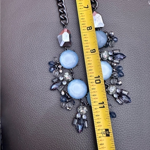 Lani Multi Colored Azul Rhinestone Prong Set Statement Necklace Gunmetal 1932 G - Picture 6 of 15